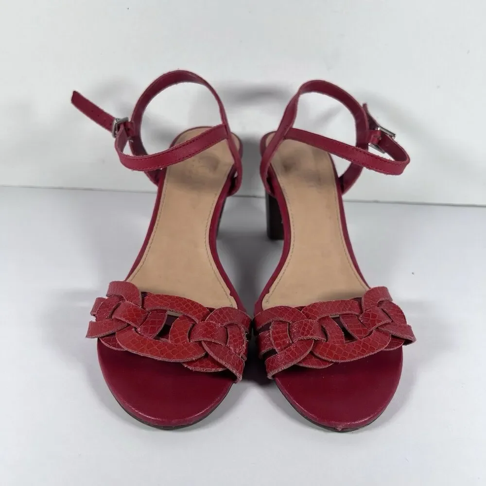 Mr. Cat Red Y2K Braided Leather Heels Ankle Strap Women's EU 38 (US 6-7) - Picture 2 of 8